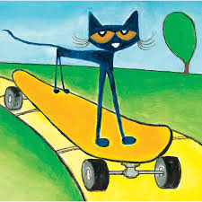 Blue cat skateboarding
